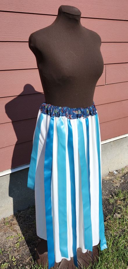 White & Blue Ribbon Skirt