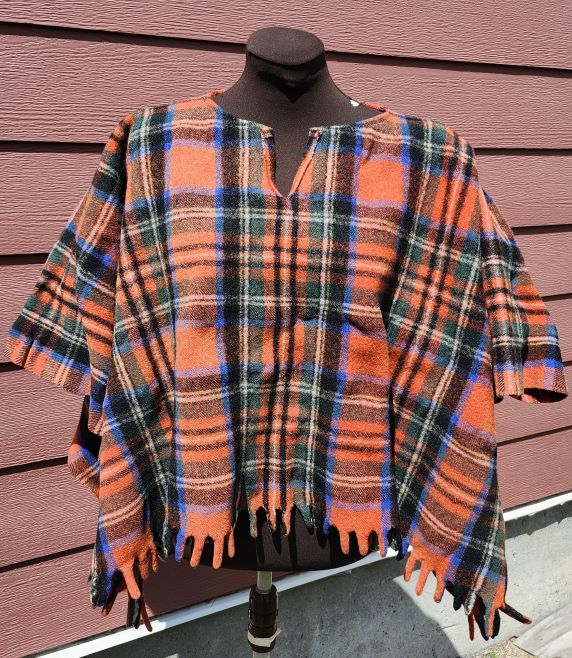 Kid's Red Plaid Poncho