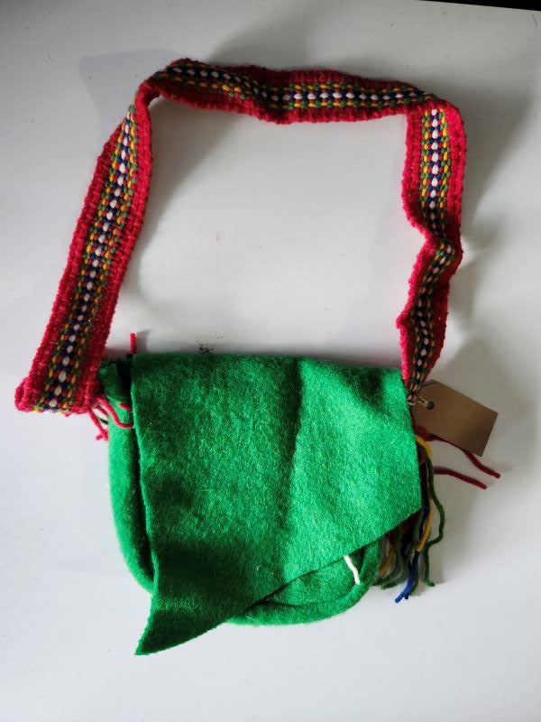 Green Bag with Hand-Woven Sash